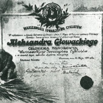 Dyplom, przyznany honorowemu członkowi WTC, Aleksandrowi Głowackiemu.