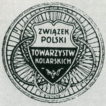 Pierwszy Emblemat Związku Polskiego Towarzystw Kolarskich.